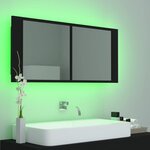 vidaXL Armoire à miroir de salle de bain LED Noir 100x12x45 Acrylique