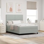Lit à ressort vidaXL avec matelas gris clair 160x200 cm en velours