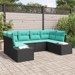vidaXL Ensemble de canapé de jardin avec coussin 6 Pièces Noir polyrotin