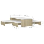 vidaXL Ensemble de tables basses gigognes Blanc chêne 100x100x26 5 cm