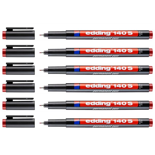 Feutre Permanent 140S Rouge Pointe Super Fine 0 3 mm x 6 EDDING