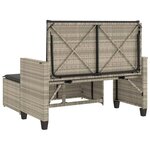 vidaXL Banc de jardin et coussins et repose-pied gris clair poly rotin