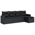 vidaXL Salon de jardin 5 Pièces avec coussins noir résine tressée