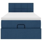 vidaXL Cadre de lit ottoman avec matelas bleu 90x190 cm tissu