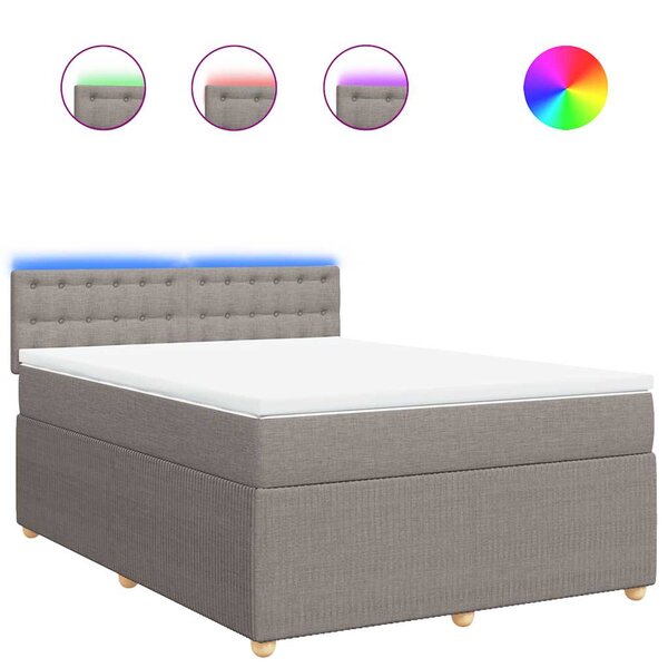 vidaXL Sommier à lattes de lit avec matelas Taupe 140x190 cm Tissu