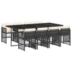vidaXL Ensemble à manger de jardin 9Pièces coussins noir résine tressée