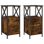 vidaXL Tables de chevet 2 Pièces chêne fumé 34x35 5x70 cm bois ingénierie