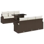 vidaXL Ensemble de canapé de jardin 7 pièces avec coussins - Rattan poly brun