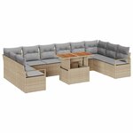 vidaXL Ensemble de canapé de jardin avec coussin 11 Pièces Beige  Gris