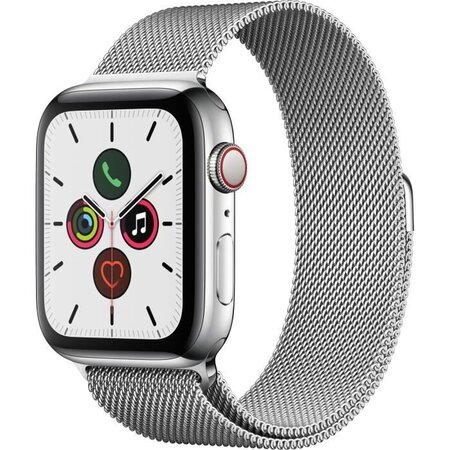 Apple Watch Series 5 Cellular 44 mm Boîtier en Acier Inoxydable avec Bracelet Milanais - M/L