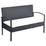 vidaXL Salon de jardin 4 Pièces avec coussins Résine tressée Noir