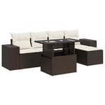 vidaXL Salon de jardin avec coussins 6 Pièces marron résine tressée