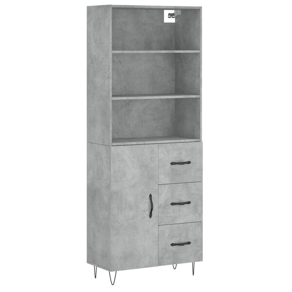 vidaXL Buffet haut Gris béton 69 5x34x180 cm Bois d'ingénierie