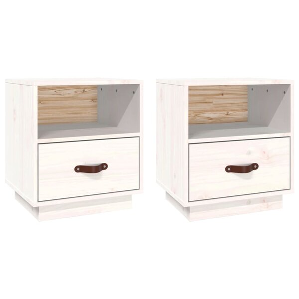 vidaXL Tables de chevet 2 Pièces Blanc 40x34x45 cm Bois de pin massif