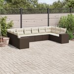 vidaXL Salon de jardin 10 Pièces avec coussins marron résine tressée