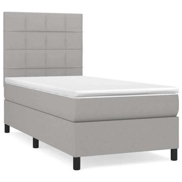 vidaXL Sommier à lattes de lit avec matelas Gris clair 80x200 cm Tissu