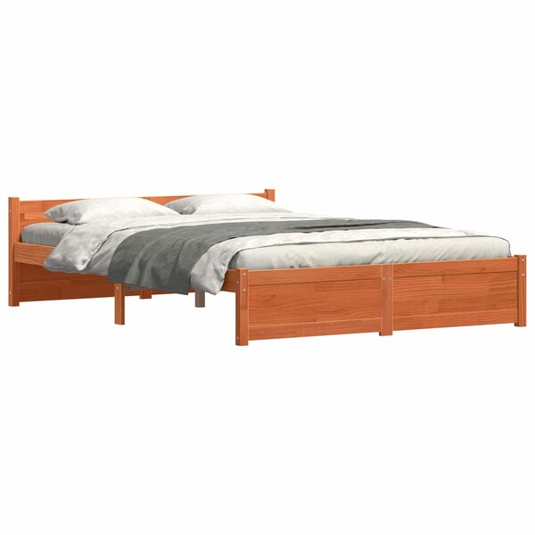 vidaXL Cadre de lit Brun cire 205.5 x 95.5 x 51 cm Pin massif