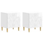 vidaXL Table de chevet 2 Pièces Blanc brillant 43 x 34 5 x 50 cm