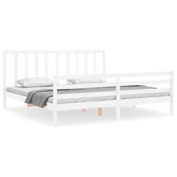 vidaXL Cadre de lit sans matelas blanc 200x200 cm bois massif de pin