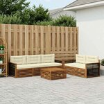 vidaXL Ensemble de canapés d'extérieur 6 Pièces Naturel et Crème