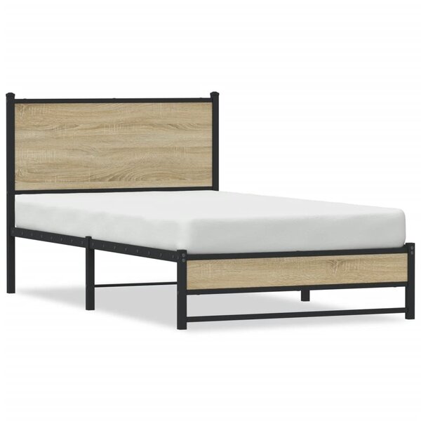 vidaXL Cadre de lit en métal sans matelas chêne sonoma 107x203 cm