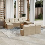 vidaXL Salon de jardin 11 Pièces avec coussins beige résine tressée