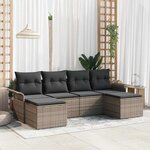 vidaXL Ensemble de canapé de jardin avec coussin 6 Pièces Gris Poly rotin