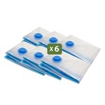 Pack and Move - Lot 6 Housses Rangement Sous Vide - Taille S 50 x 70 cm - Sac de Compression - Vêtements Pull Hiver - Petit Format - Fermeture Zip