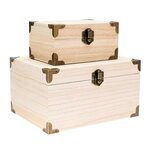 Coffret trésor bois avec armatures 20 x 16 x 11 cm