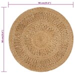 vidaXL Tapis Jute tressé à la main 90 cm Rond