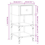 vidaXL Table de chevet noir 34x36x70 cm bois d’ingénierie