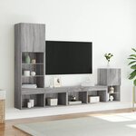 vidaXL Unités murales TV avec LED 4 Pièces gris sonoma bois d'ingénierie