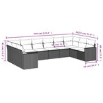 vidaXL Salon de jardin 10 Pièces avec coussins noir résine tressée