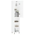 vidaXL Buffet haut Blanc brillant 34 5x34x180 cm Bois d'ingénierie