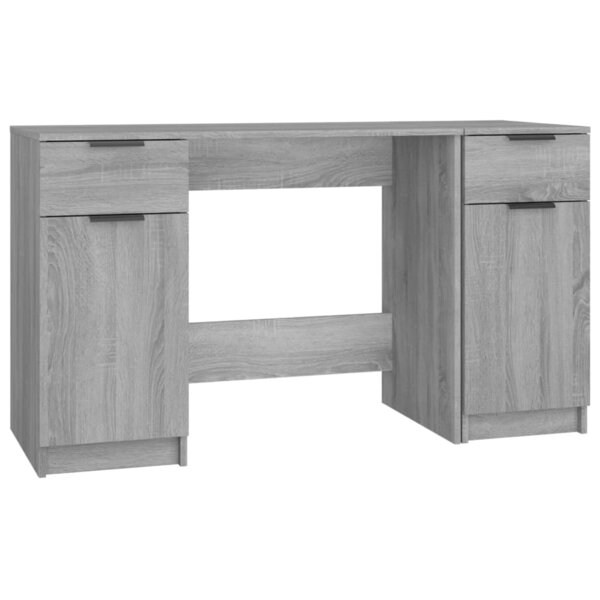 Bureau table poste de travail meuble d'ordinateur informatique étude avec armoire latérale sonoma bois d'ingénierie gris 02_0023397