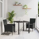 vidaXL Ensemble de salle à manger pour jardin 3 Pièces Noir Poly rotin