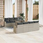 vidaXL Ensemble de canapé de jardin 9 Pièces Gris clair polyrotin