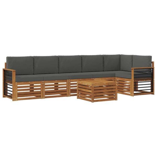 vidaXL Ensemble de canapés d'extérieur 7 pc Naturel et Anthracite
