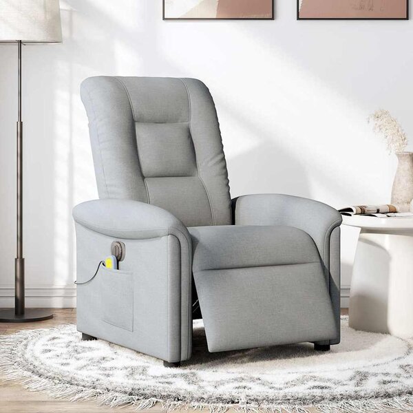 vidaXL Fauteuil de massage inclinable électrique gris clair tissu