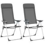 vidaXL Chaises de camping pliables lot de 2 Gris Aluminium