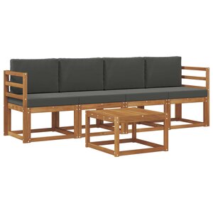 vidaXL Ensemble de canapés d'extérieur 5 Pièces Naturel et Anthracite