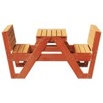 vidaXL Table de pique-nique pour enfants cire marron bois massif pin