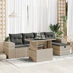 vidaXL Salon de jardin 6 Pièces avec coussins gris clair résine tressée