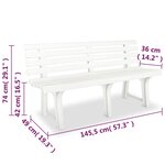 vidaXL Banc de jardin 145 5 cm Plastique Blanc