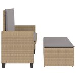 vidaXL Banc de jardin et coussins et repose-pied beige résine tressée