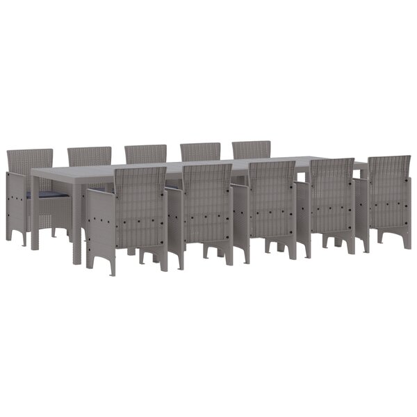 vidaXL Ensemble de salle à manger pour jardin avec coussin avec oreiller 11 Pièces