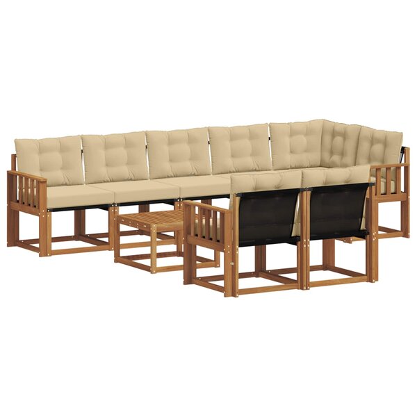 vidaXL Ensemble de canapés d'extérieur 9 pc Naturel et Beige