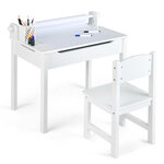 Bureau pour enfants avec tabouret et plateau rabattable table à dessin en pin polyvalent avec rouleau de papier pour enfants de 3 ans+ blanc 20_0008022