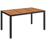 vidaXL Table de jardin dessus en bois Noir 150x90x75 cm Résine tressée