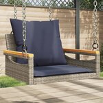 vidaXL Balancelle avec coussins gris 63x62x40 cm résine tressée